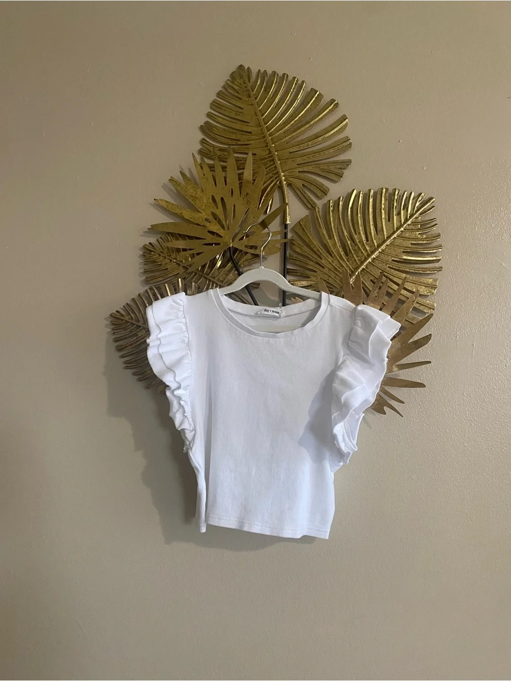 Girls' White Ruffle Sleeve Top - Classic Everyday Tee